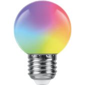 Лампа светодиодная Feron E27 1W RGB матовая LB-37 38126