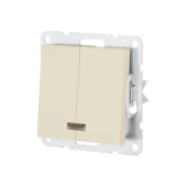 Выключатель двухклавишный LK Studio LK80 c подсветкой бежевый матовый 841202-1