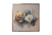 89VOR-GOLDEN ROSE Холст "Золотая роза" 100х100 см, багет пластик (латунь), золотая поталь