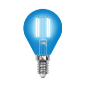 Лампа светодиодная филаментная Uniel E14 5W синяя LED-G45-5W/BLUE/E14 GLA02BL UL-00002989