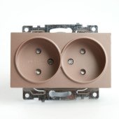 Розетка двойная 2P Stekker Катрин со шторками шампань GLS10-7113-02 39597