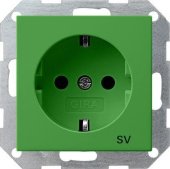 Розетка Gira System 55 Schuko SV с/з 16A 250V безвинтовой зажим зеленый 045502