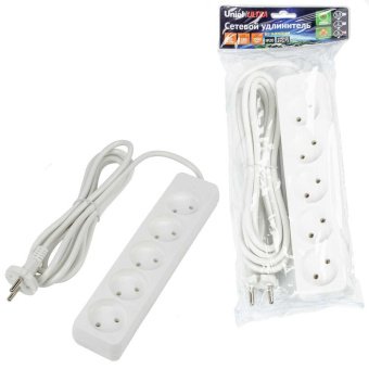 Удлинитель Uniel Ultra 5гн х 3м б/з S-CU5-3 White UL-00009990