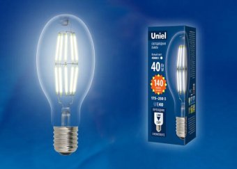Лампа светодиодная филаментная Uniel E40 40W 4000K прозрачная LED-ED90-40W/NW/E40/CL GLP05TR UL-00003762