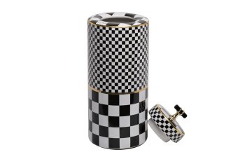 55RD4395L Ваза керамическая с крышкой "Chess" d15*37см