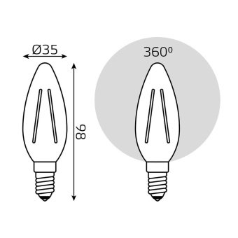 Лампа светодиодная диммируемая Gauss филаментная E14 5W 4100К прозрачная 103801205-D