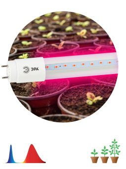 Лампа светодиодная для растений ЭРА G13 18W 1200K прозрачная Fito-18W-RB-Т8-G13-NL Б0042990