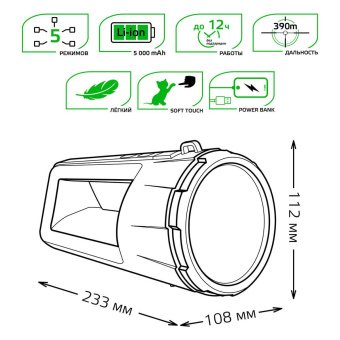 Прожекторный светодиодный фонарь Gauss аккумуляторный 233х112 280 лм GF701