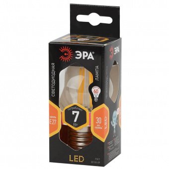 Лампа светодиодная филаментная ЭРА E27 7W 2700K прозрачная F-LED P45-7W-827-E27 Б0027948